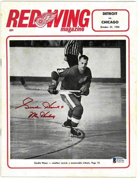 Gordie Howe Autographed 1966 Red Wings Program
