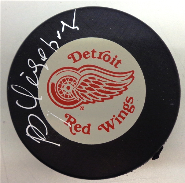 Viktor Fedorov Autographed Red Wings Puck (Sergeis Dad)