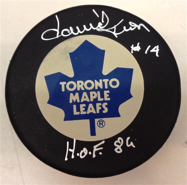 Dave Keon Autographed Maple Leafs Puck w/ HOF