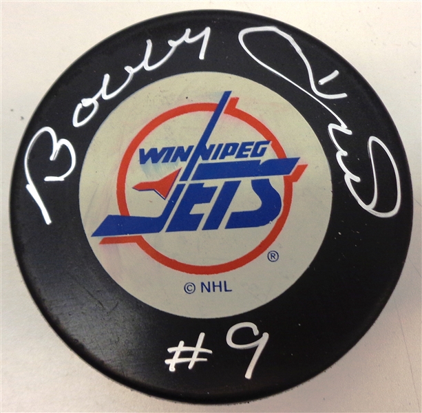 Bobby Hull Autographed Jets Puck