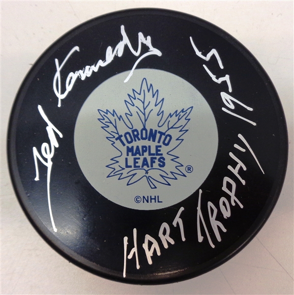 Ted Kennedy Autographed Maple Leafs Puck w/ Hart