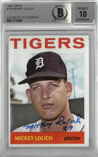 Mickey Lolich Autographed BAS 10 Auto 1964 Topps Rookie Card