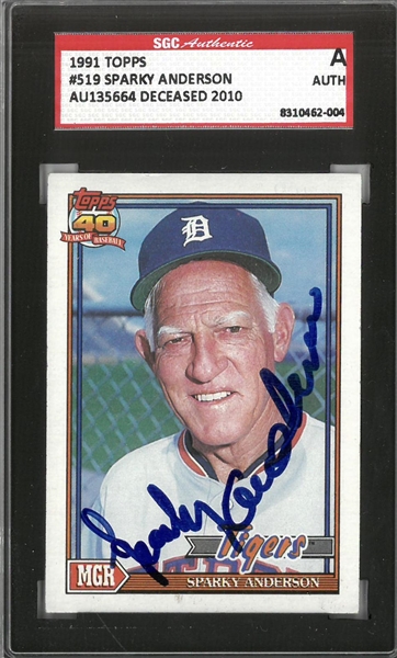 Sparky Anderson Autographed 1991 Topps