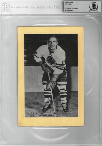 Ted Lindsay Autographed Beehive Photo Card