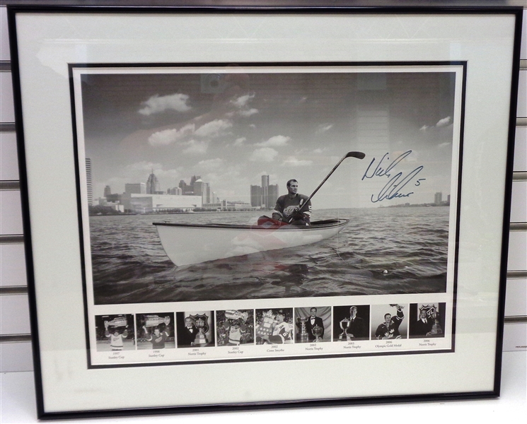 Nick Lidstrom Autographed Framed Fishing Photo