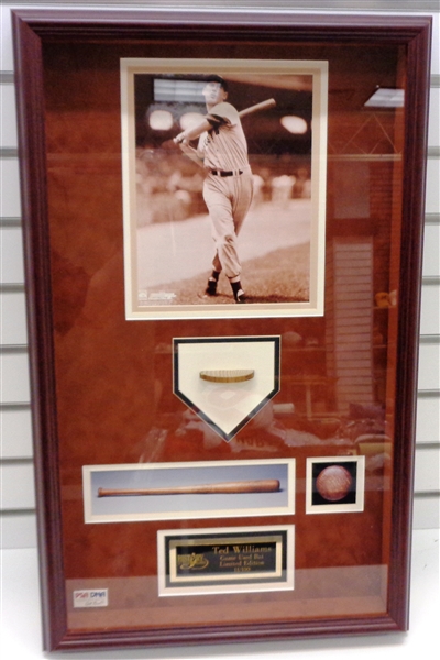 Ted Williams Framed Game Used Bat Piece