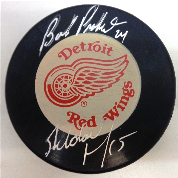 Bob Probert & Sheldon Kennedy Autographed Red Wings Puck