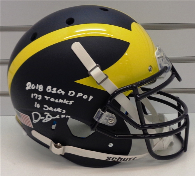 Devin Bush Jr. Autographed and Multi Inscribed Authentic Helmet