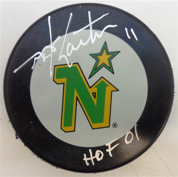 Mike Gartner Autographed North Stars Puck w/ HOF
