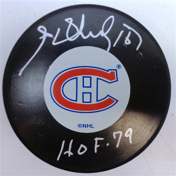 Henri Richard Autographed Canadiens Puck w/ HOF