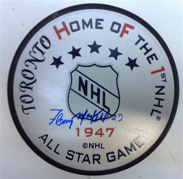 Fleming Mackell Autographed 1st NHL All Star Game Puck