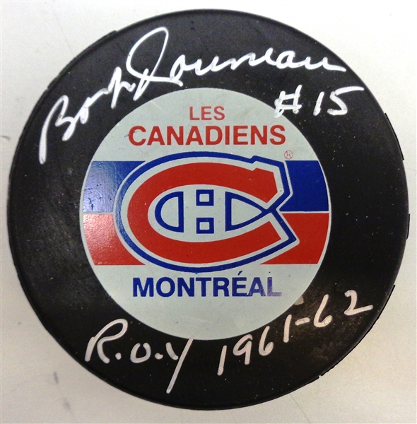 Bobby Rousseau Autographed Canadiens Puck w/ ROY