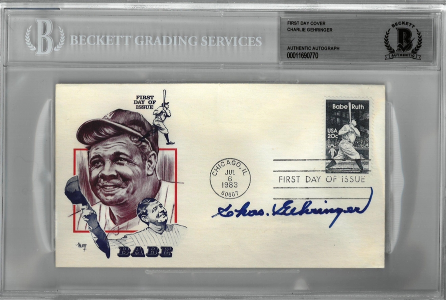 Charlie Gehringer Autographed Babe Ruth Stamp First Day Cover