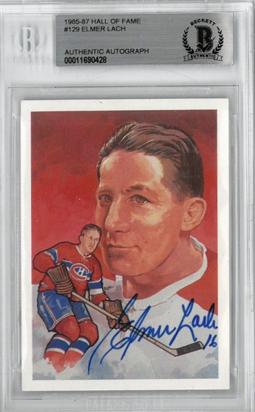 Elmer Lach Autographed 1983 Cartophilium Hockey Hall of Fame Card