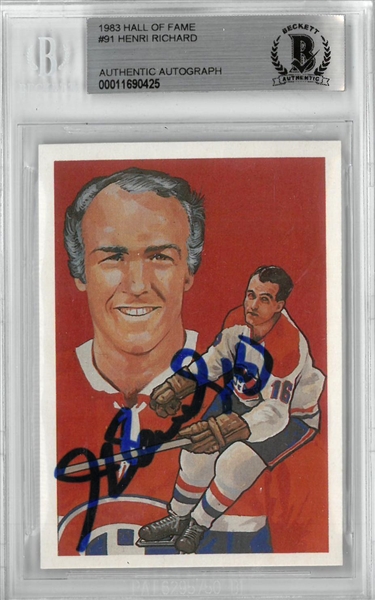 Henri Richard Autographed 1983 Cartophilium Hockey Hall of Fame Card