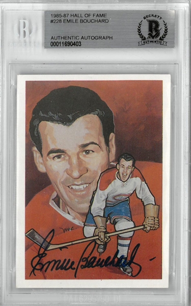 Emile Bouchard Autographed 1983 Cartophilium Hockey Hall of Fame Card