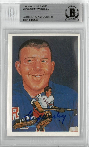 Gump Worsley Autographed 1983 Cartophilium Hockey Hall of Fame Card