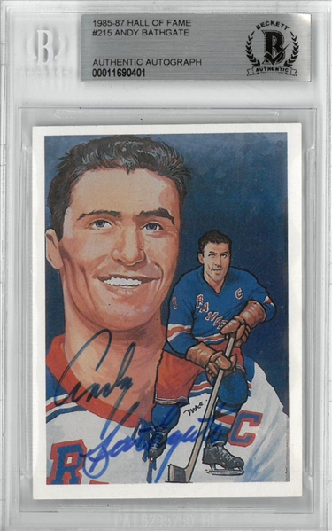 Andy Bathgate Autographed 1983 Cartophilium Hockey Hall of Fame Card