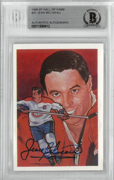 Jean Beliveau Autographed 1983 Cartophilium Hockey Hall of Fame Card