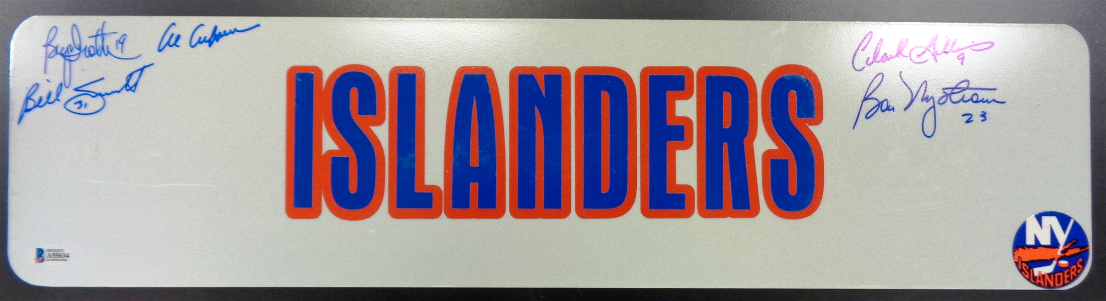 NY Islanders Autographed by 5 HOFers 24x6 Metal Sign