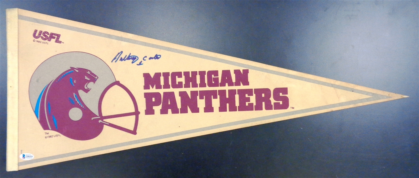 Anthony Carter Autographed Michigan Panthers Pennant