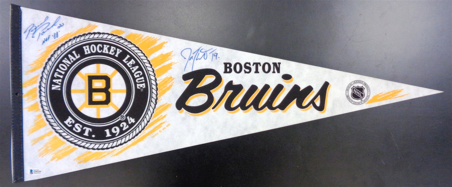 Brad Park & Joe Thornton Autographed Bruins Pennant