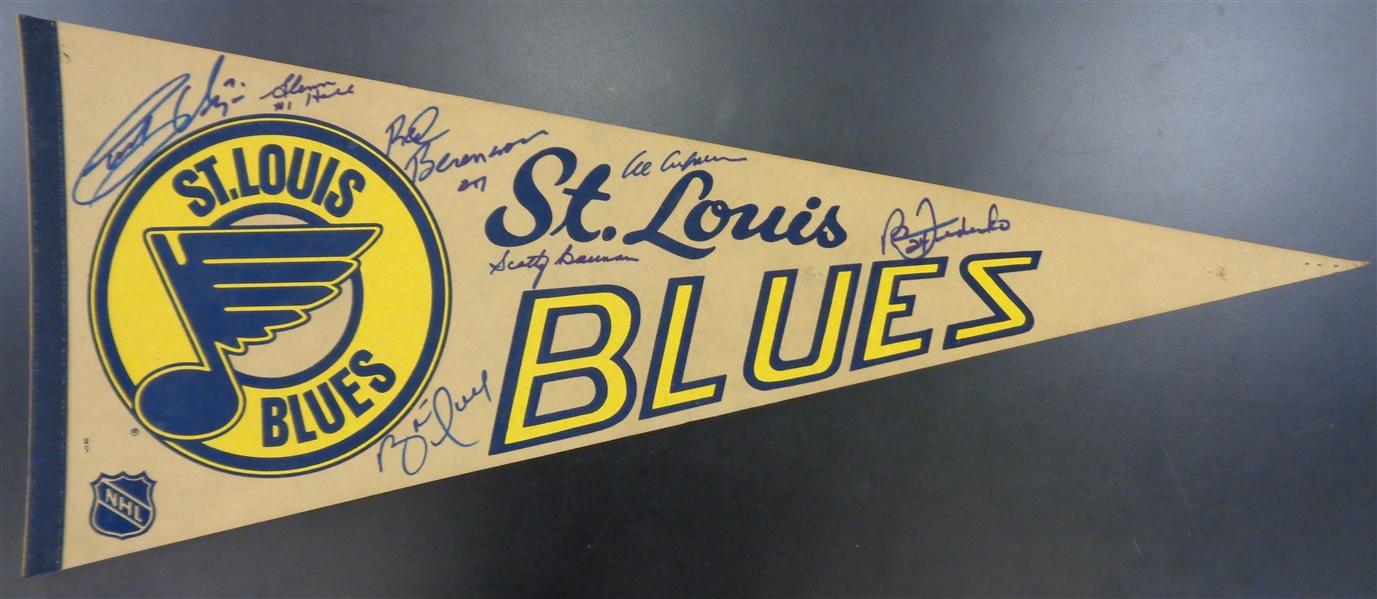 St Louis Blues Autographed Pennant w/ 7 Sigs