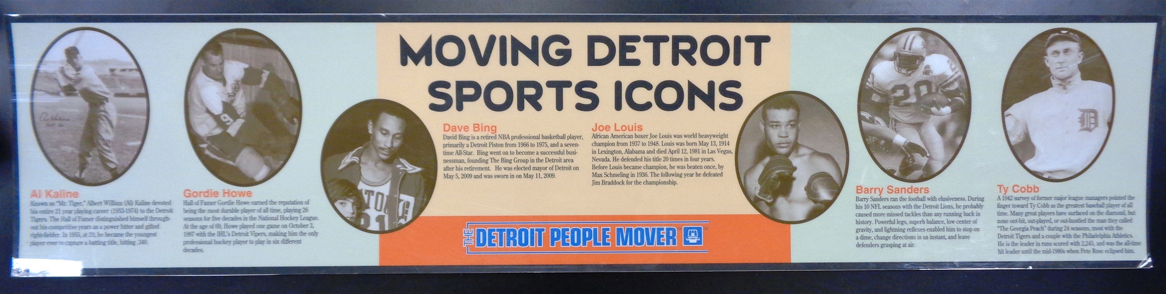 Original People Mover Detroit Sports Icons 11x49 Laminated Sign