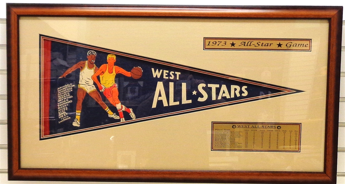 1973 NBA West All Stars Framed Pennant (pick up only)