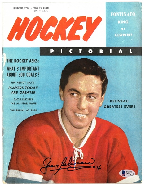 Jean Beliveau Autographed 1956 Hockey Pictorial