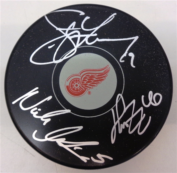 Yzerman/Lidstrom/Zetterberg Autographed Red Wings Captains Puck