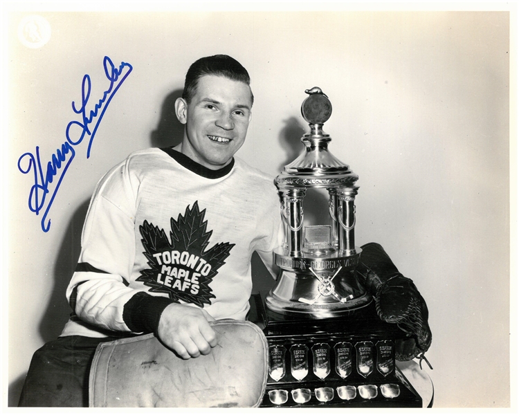 Harry Lumley Autographed 8x10 Photo - Vezina Trophy