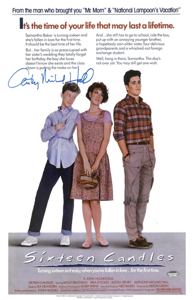 Anthony Michael Hall Signed Sixteen Candles 11x17 Movie Poster