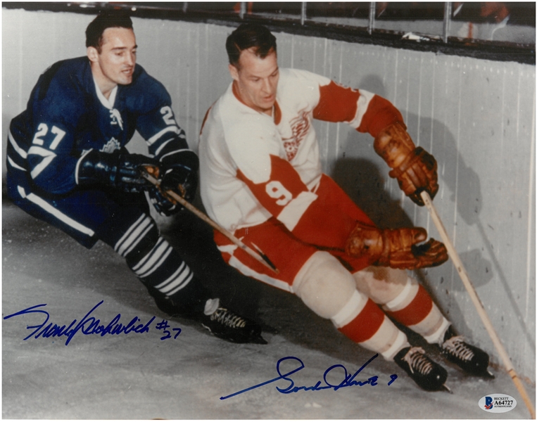 Gordie Howe & Frank Mahovlich Autographed 11x14 Photo