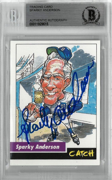 Sparky Anderson Autographed "Catch" Card