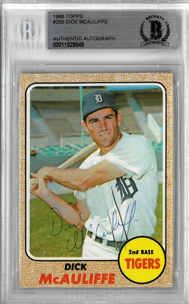 Dick McAuliffe Autographed 1968 Topps Card