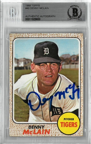 Denny McLain Autographed 1968 Topps Card