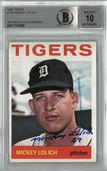 Mickey Lolich "10" Autographed 1964 Topps Rookie Card