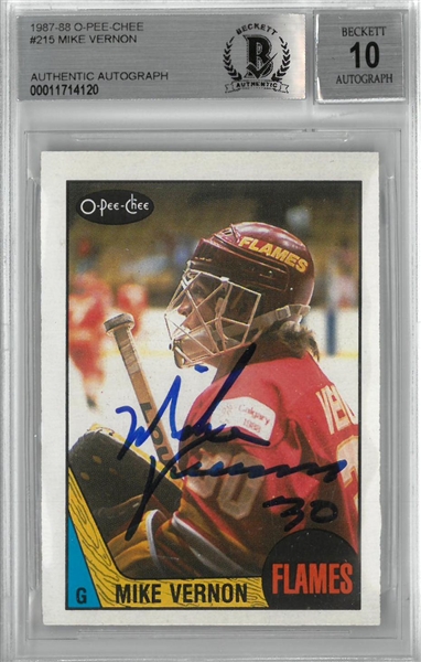 Mike Vernon "10" Autographed 1987/88 OPC Rookie Card