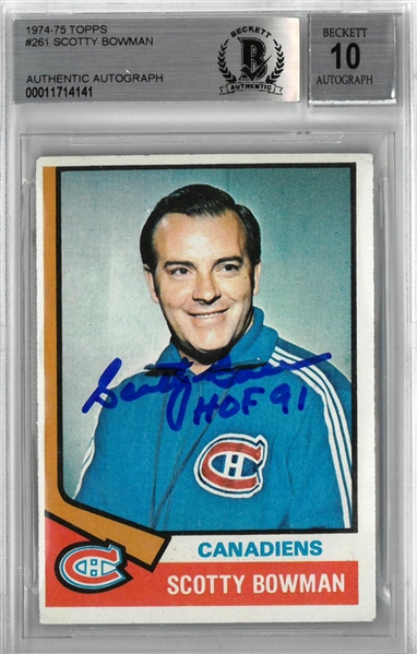 Scotty Bowman "10" Autographed 1974/75 Topps Rookie Card