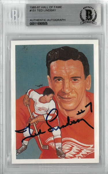 Ted Lindsay Autographed 1983 Cartophilium Hockey Hall of Fame Card
