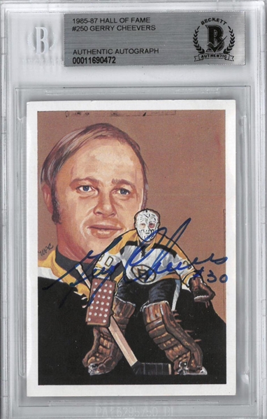 Gerry Cheevers Autographed 1983 Cartophilium Hockey Hall of Fame Card