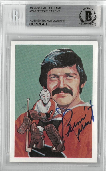 Bernie Parent Autographed 1983 Cartophilium Hockey Hall of Fame Card