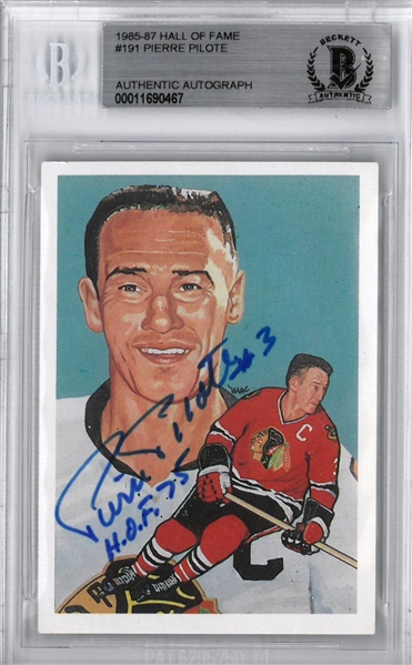 Pierre Pilote Autographed 1983 Cartophilium Hockey Hall of Fame Card