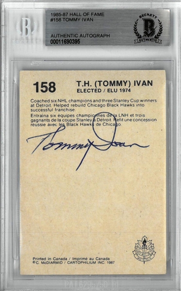 Tommy Ivan Autographed 1983 Cartophilium Hockey Hall of Fame Card