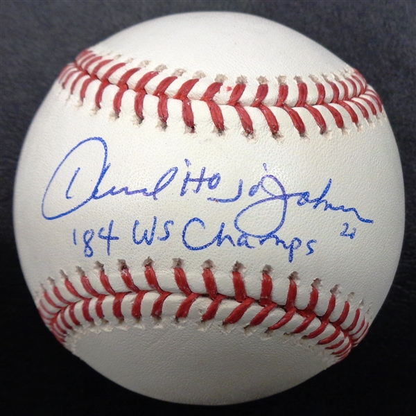 Howard Johnson Autographed Baseball w/ Hojo & 84 WS Champs