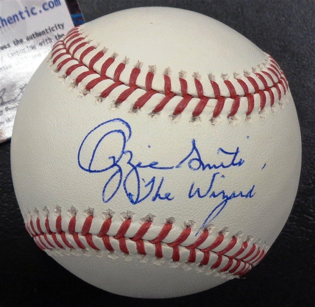 Ozzie Smith Autographed Baseball w/ The Wizard