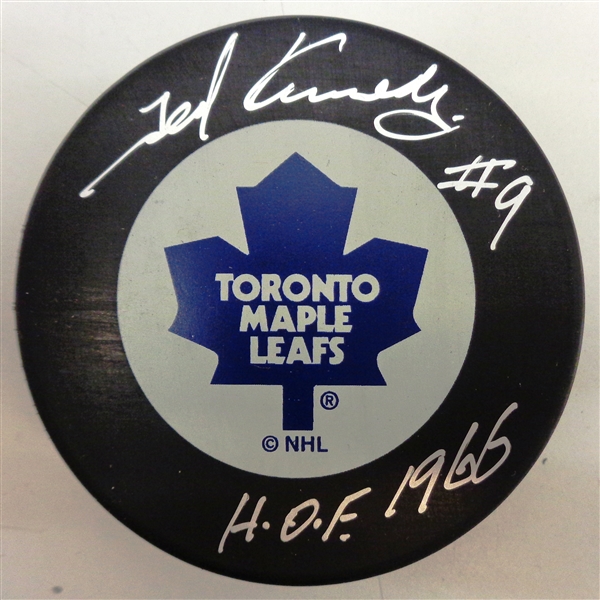 Ted Kennedy Autographed Maple Leafs Puck w/ HOF