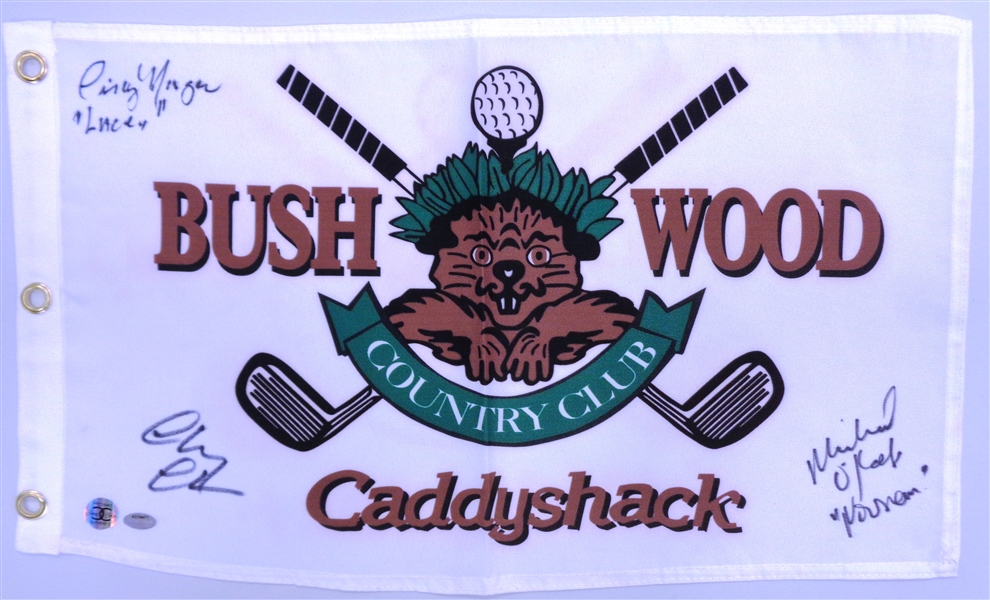 Chevy Chase, Michael OKeefe & Cindy Morgan Signed Caddyshack Bushwood Golf Flag w/Lacey, Noonan