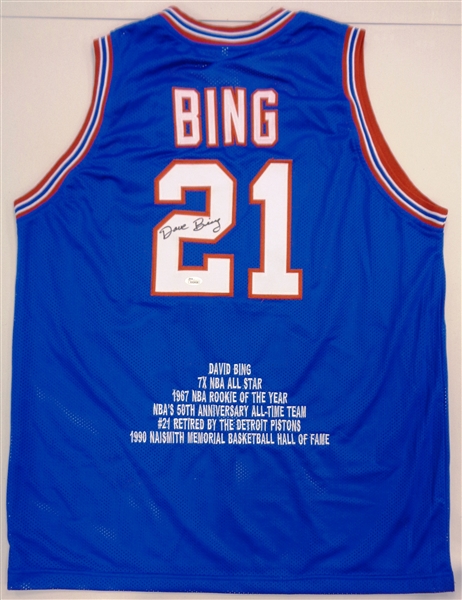 Dave Bing Autographed Pistons Career Stat Jersey